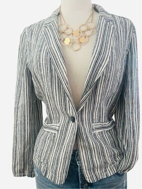 Maurices - Linen blend Striped Black & White Tailored Women's Blazer